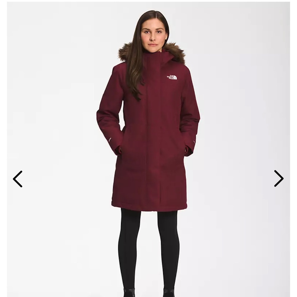 The North Face Women's Burgundy Insulated Ski Parka with Faux Fur Hood